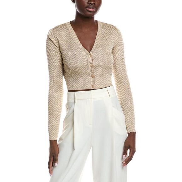 M Missoni WomensTextured Cardigan Gold